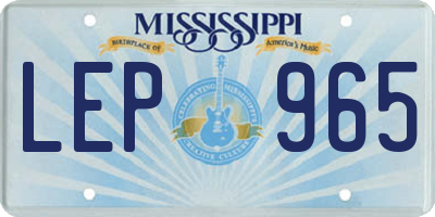 MS license plate LEP965