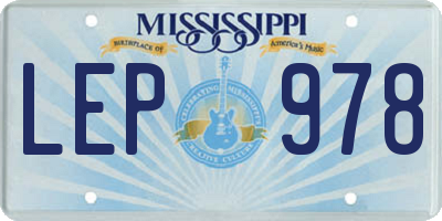 MS license plate LEP978
