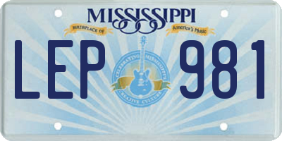 MS license plate LEP981