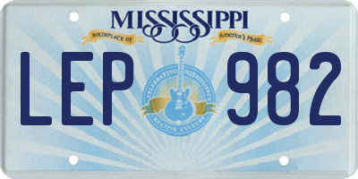 MS license plate LEP982