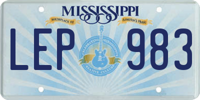 MS license plate LEP983