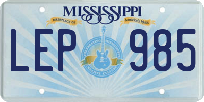 MS license plate LEP985