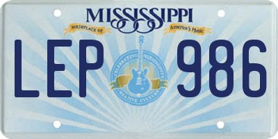 MS license plate LEP986