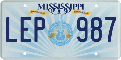 MS license plate LEP987
