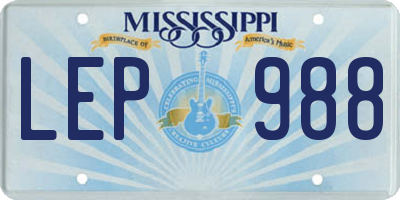 MS license plate LEP988