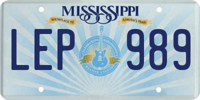 MS license plate LEP989