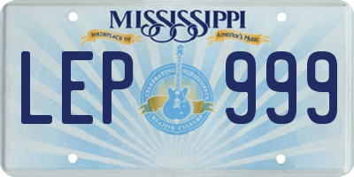 MS license plate LEP999