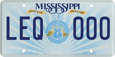 MS license plate LEQ000