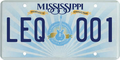MS license plate LEQ001