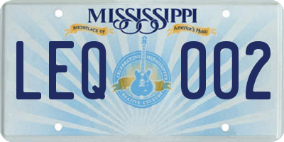 MS license plate LEQ002