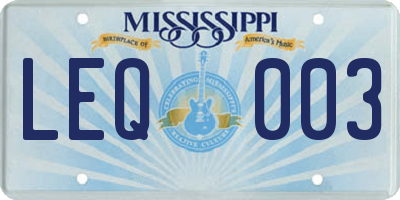 MS license plate LEQ003