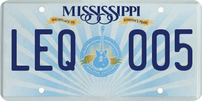 MS license plate LEQ005
