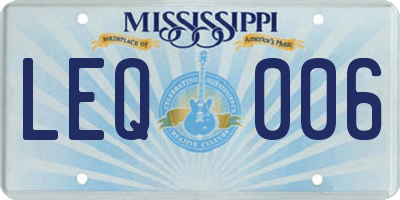 MS license plate LEQ006