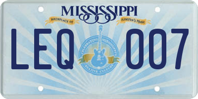 MS license plate LEQ007