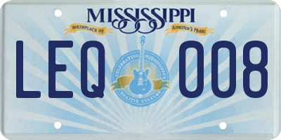 MS license plate LEQ008