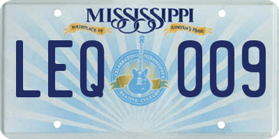 MS license plate LEQ009