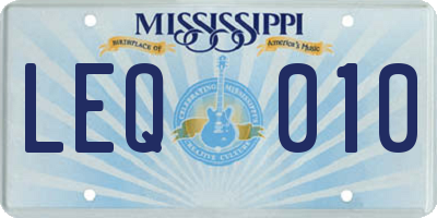 MS license plate LEQ010