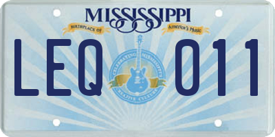 MS license plate LEQ011