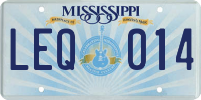 MS license plate LEQ014
