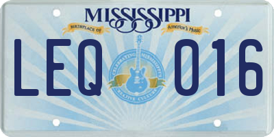MS license plate LEQ016