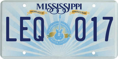 MS license plate LEQ017