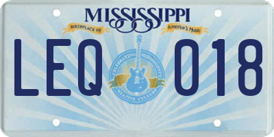 MS license plate LEQ018