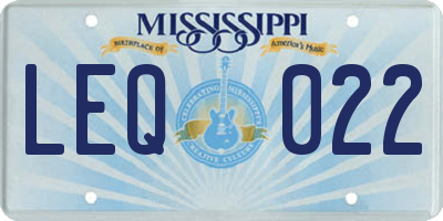 MS license plate LEQ022