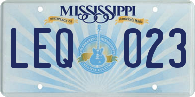 MS license plate LEQ023