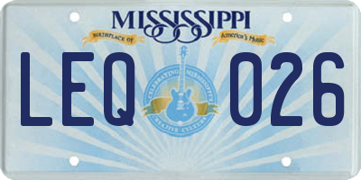 MS license plate LEQ026