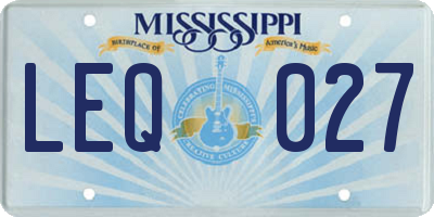 MS license plate LEQ027