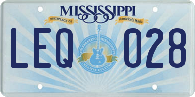 MS license plate LEQ028