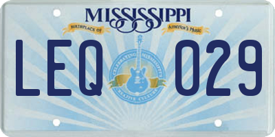 MS license plate LEQ029