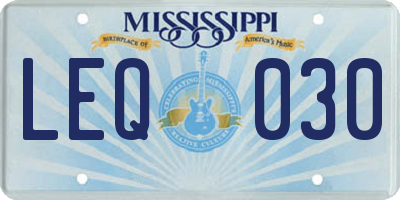 MS license plate LEQ030