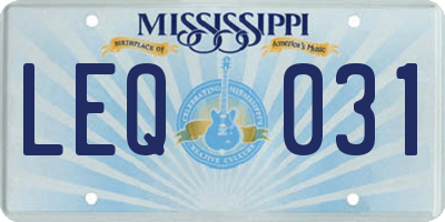 MS license plate LEQ031