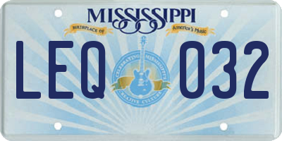 MS license plate LEQ032