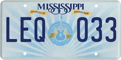 MS license plate LEQ033