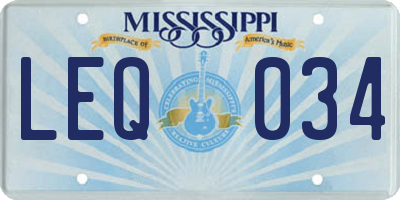 MS license plate LEQ034