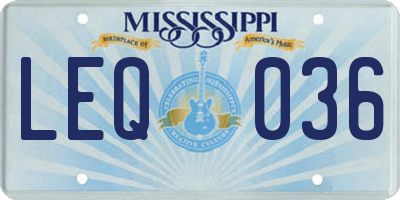 MS license plate LEQ036
