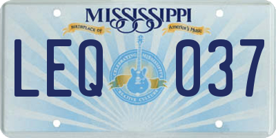MS license plate LEQ037