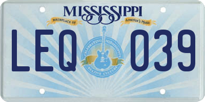 MS license plate LEQ039