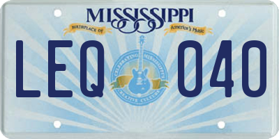 MS license plate LEQ040