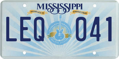 MS license plate LEQ041