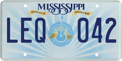 MS license plate LEQ042