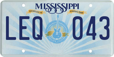 MS license plate LEQ043