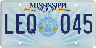 MS license plate LEQ045