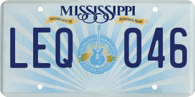 MS license plate LEQ046