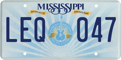MS license plate LEQ047