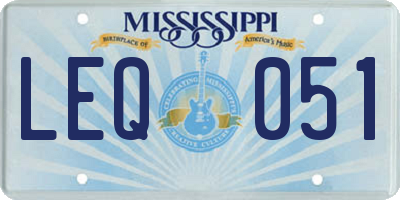 MS license plate LEQ051