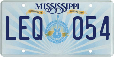 MS license plate LEQ054