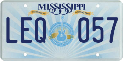 MS license plate LEQ057